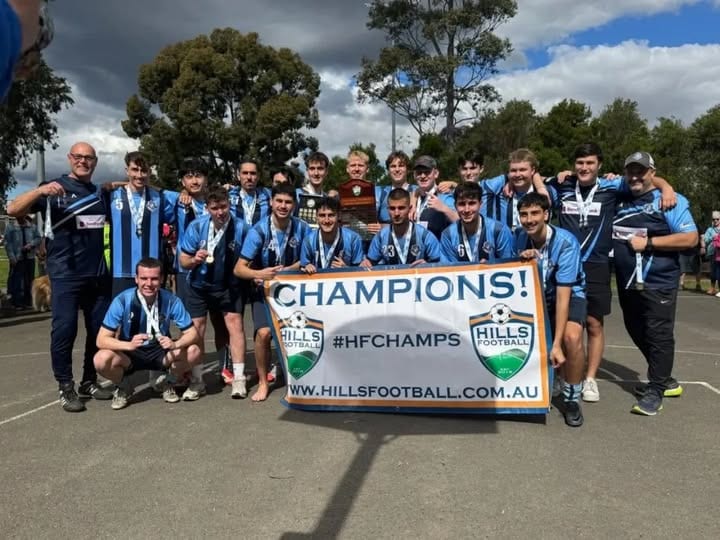 Hills Spirit FC team celebrating a championship win